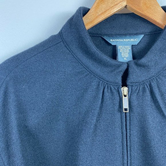 Banana Republic Jacket XL Black Wool Blend Lightweight Full Zip Stretch - Picture 2 of 10